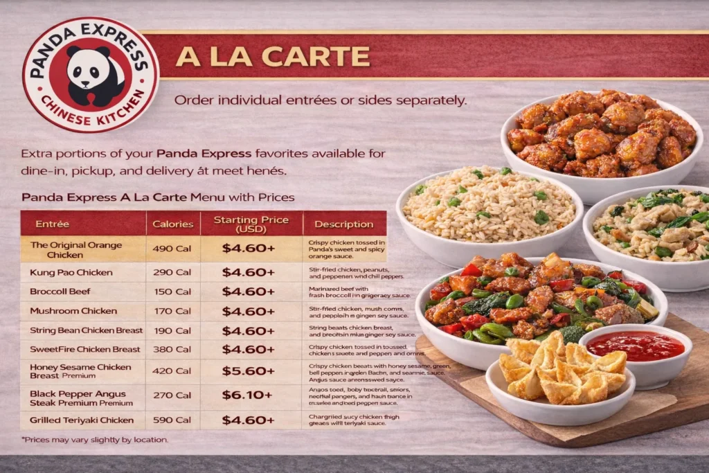 Panda Express A La Carte Menu with Prices