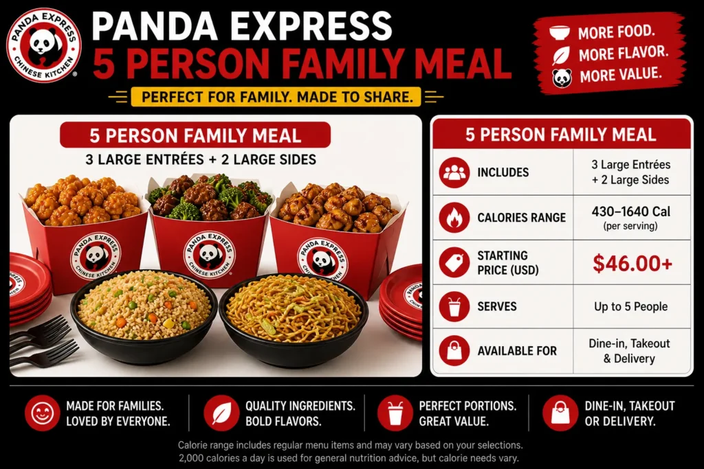 Panda Express menu 5 Person Family Meal 
