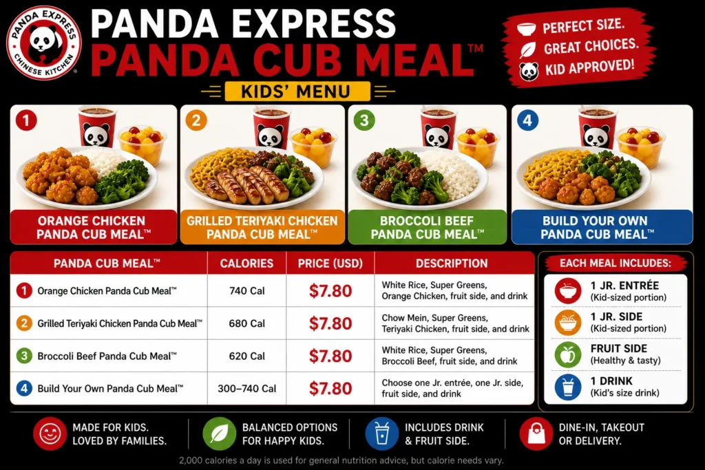 Panda Express menu Panda Cub Meal™ (Kids’ Menu)